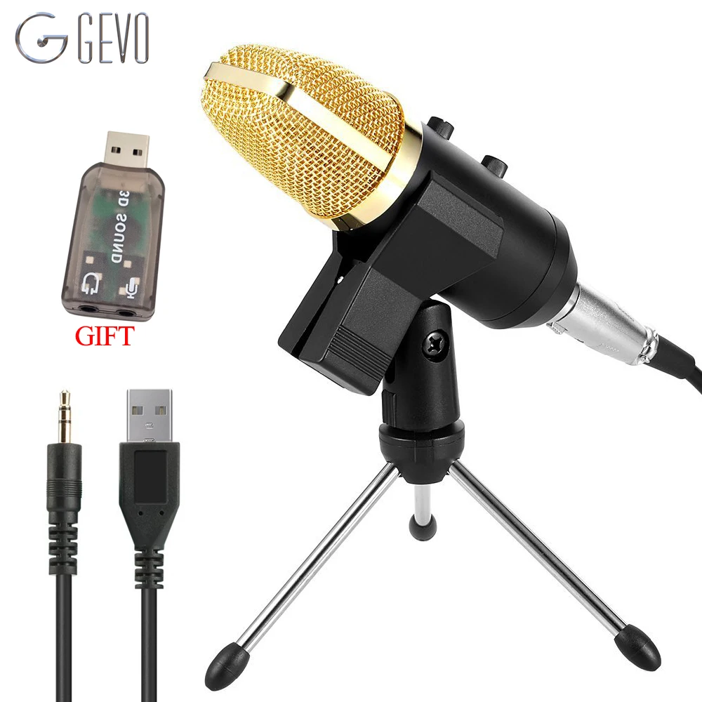 Конденсаторный USB микрофон GEVO MK F100TL со штативом профессиональный проводной