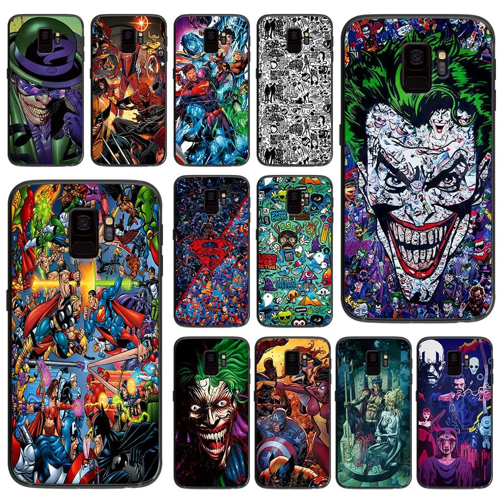 Мягкий чехол для телефона с комиксами Marvel samsung Galaxy S6 S7 S8 S9 S10e Plus Note 8 9 черный