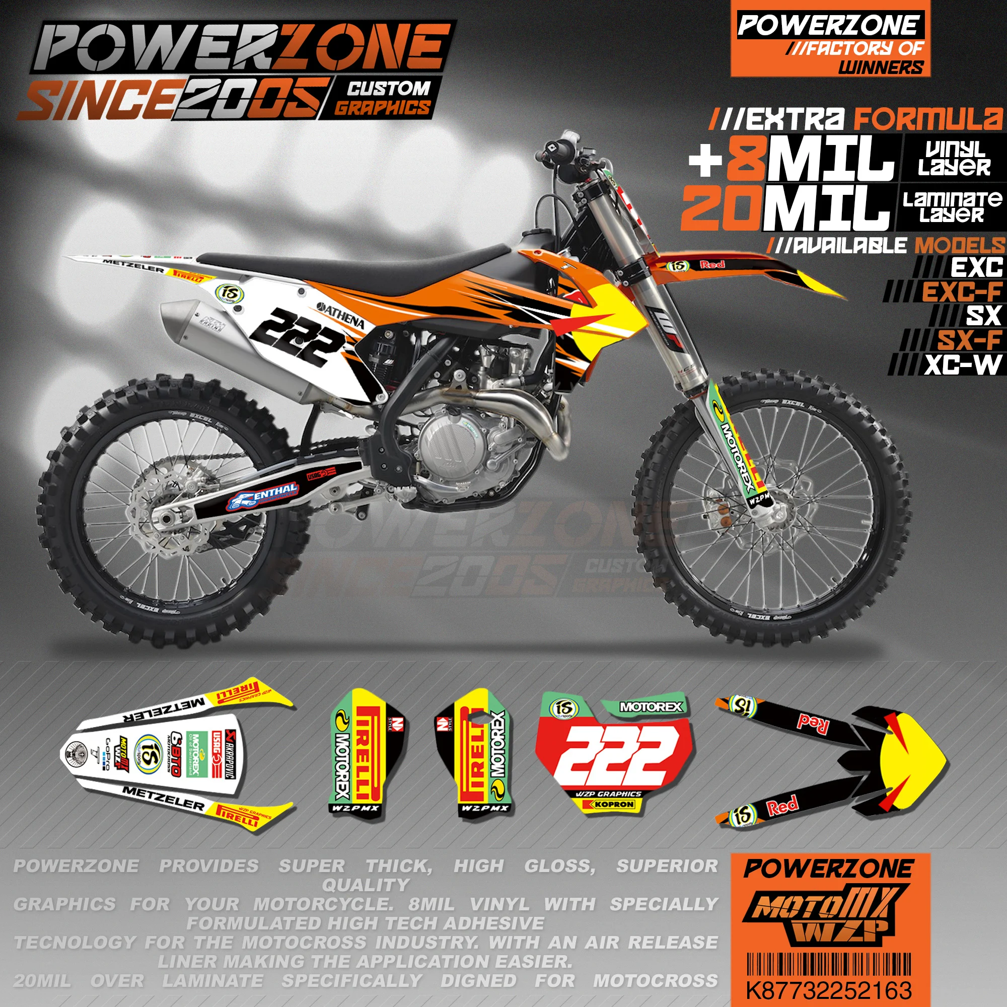PowerZone пользовательские команды графики фоны наклейки 3m Набор для KTM SXF MX EXC XCW Enduro
