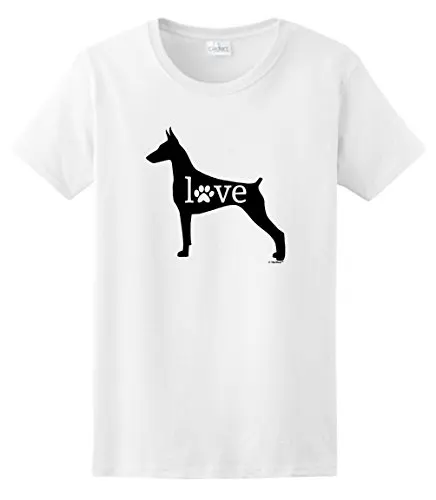 Печати Футболка Лето Стиль Горячий Дизайн Женщин Доберман Любовь Собака Лапой