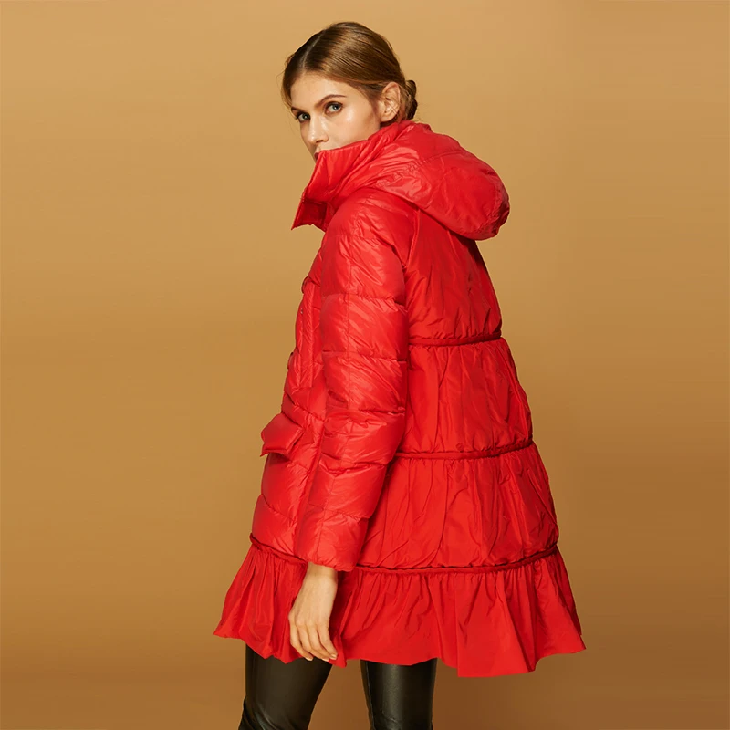С капюшоном Зимнее Пальто Женщин 2016 Тип Плащ Мода Вниз Куртки Midi Парка Женщина