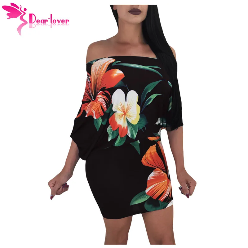 Dear Lover сексуальное платье с открытыми плечами для клуба облегающее Vestidos 3/4 рукав