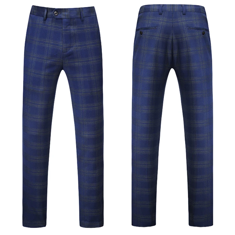 

PAULKONTE New 3PCS Blue Men Suit Fashion High Quality Brand Business Dress Wedding Party Slim Fit Classic Men's Suit
