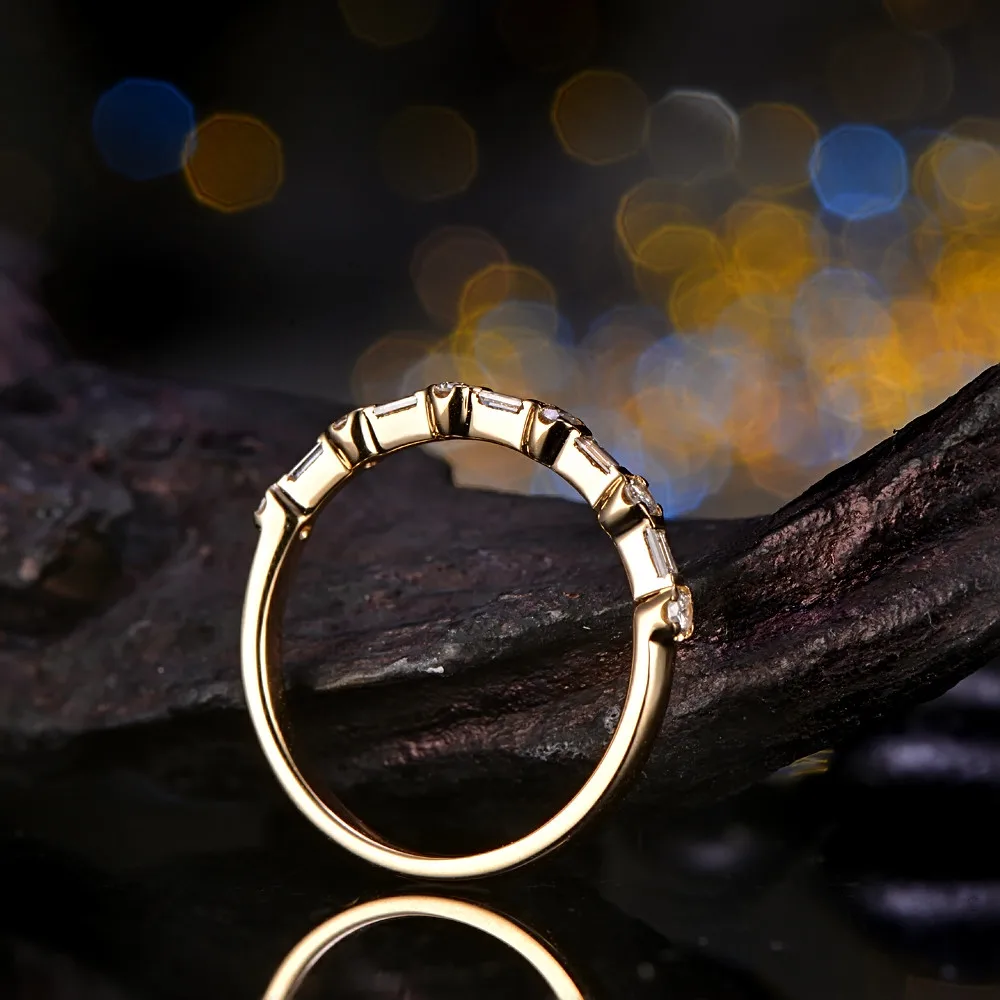 Caimao изысканный 0.30ct круглый и багет бриллиантов 14kt желтого золота Eternal кольцо Свадебные украшения