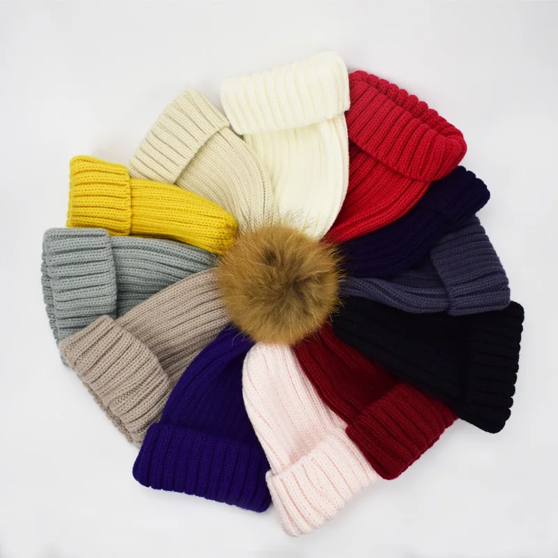 Новинка настоящая Меховая зимняя шапка с помпоном енота для женщин брендовая