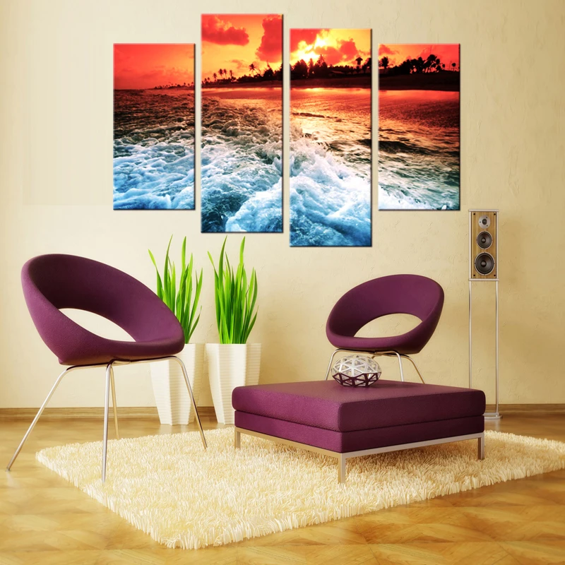 4 шт./компл. морской пейзаж с пляжным декором для стен украшение дома картина