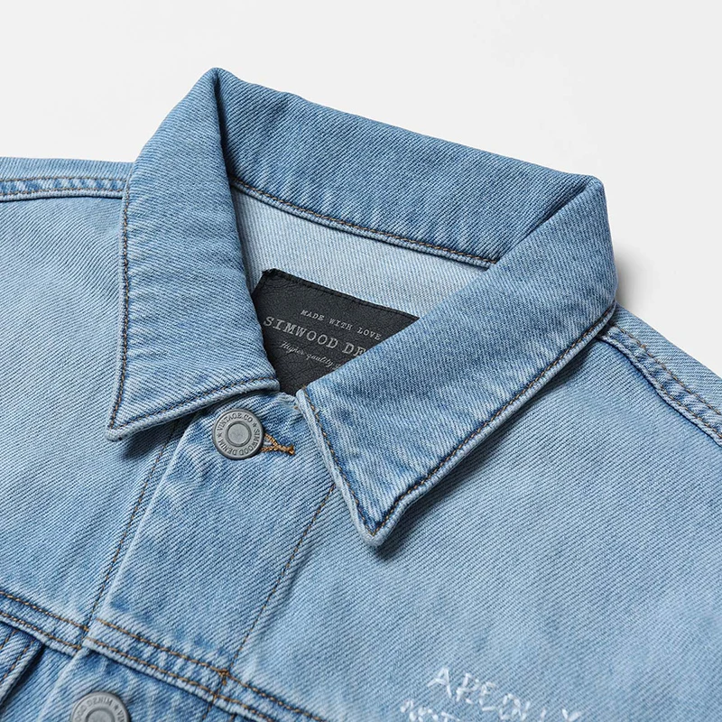 SIMWOOD 2019 новое поступление джинсовая куртка мужская Модная приталенная хлопковая