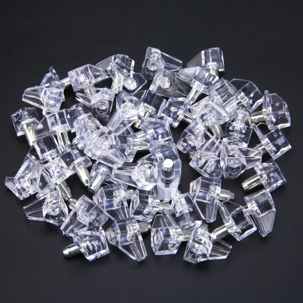 

50pcs 5mm Clear Shelf Supports Pegs Studs With Metal Pin Kitchen Cabinet Shelves Accessories
