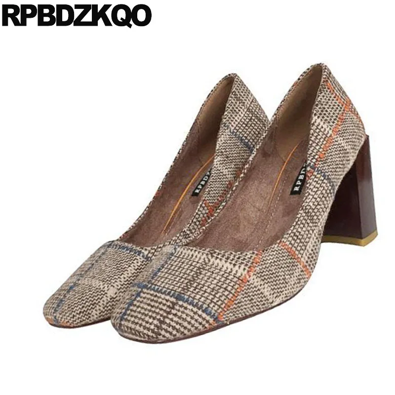 Туфли-лодочки винтажные женские туфли на высоком толстом каблуке 3 дюйма