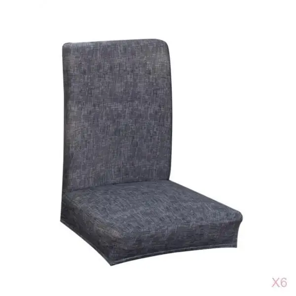 

6Pieces Chair Cover Dining Room Wedding Banquet Removable Polyester Stool Seat Cover Dark Gray