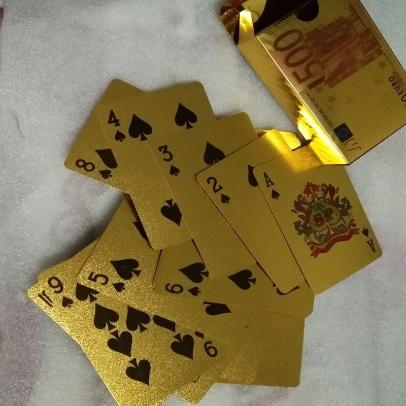 Евро игральные карты пластиковые 24k золотые ПВХ 100% водонепроницаемые