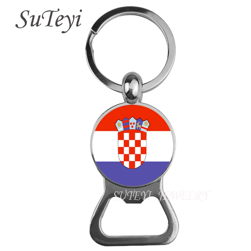 Очаровательная пивная бутылка openerKeychain Чешский/Хорватский/Латвийский флаг