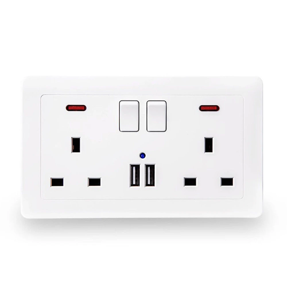 Великобритания одинарные/двойные розетки розетка панель стандарт 3,1 USB розетка настенная пластина 13А 3 отверстия двойной usb порты зарядки пластины с выкл/вкл
