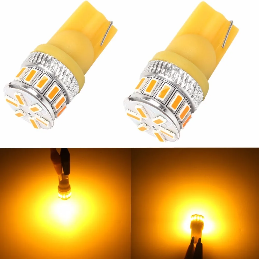 

2PCS Super Red/Amber 194 168 2825 192 W5W LED T10 3014 18-SMD Wedge Bulb for License Plate Interior Map Dome Side Marker Light