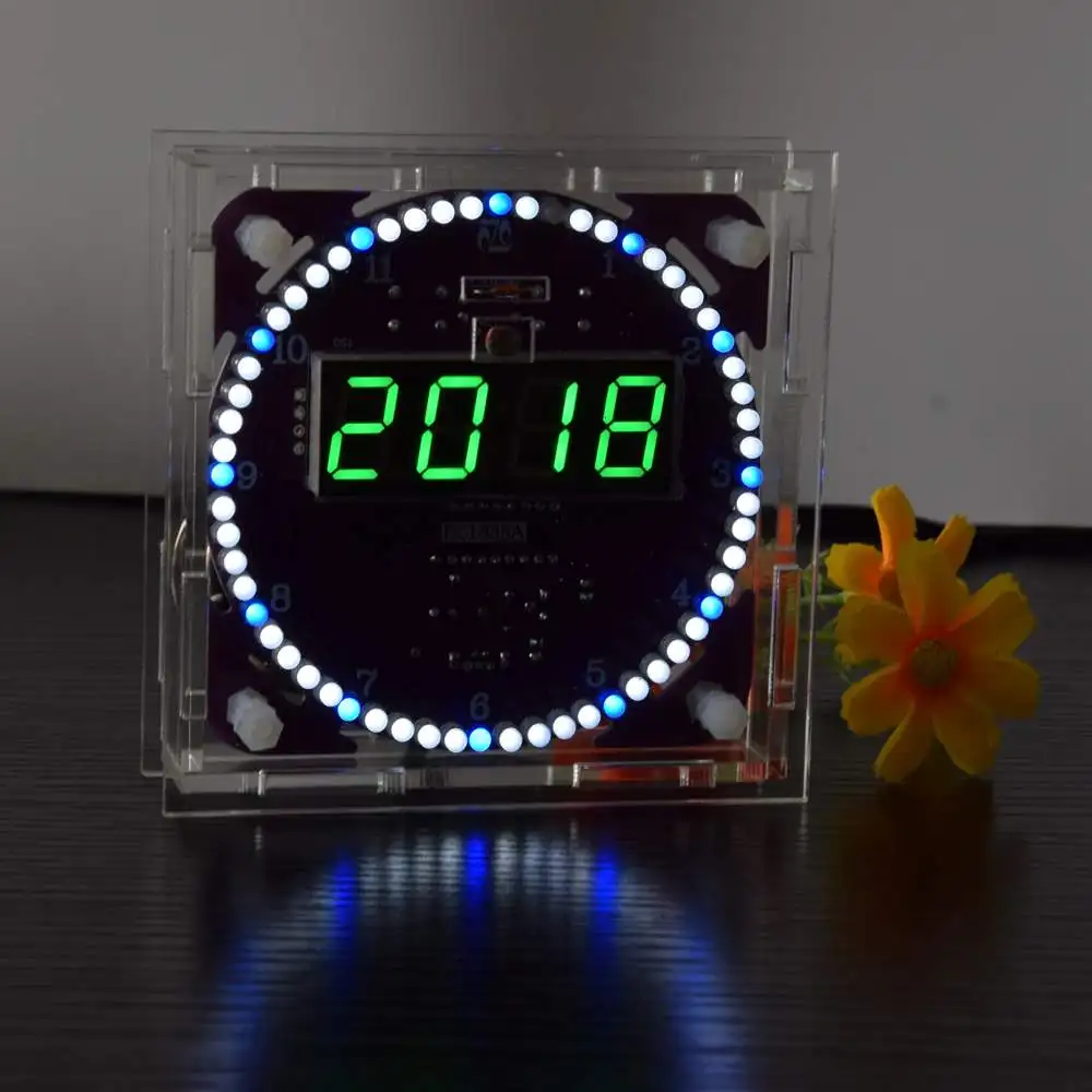 Четвертое поколение DIY EC1838A DS1302 светильник с управлением вращения светодиодный набор электронных часов вращающиеся электронные таймеры