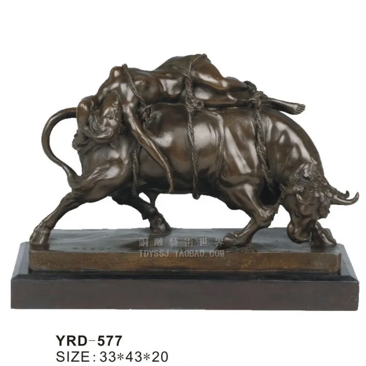 Медная скульптура Искусство и ремесла любовь сила красоты Корова домашний декор