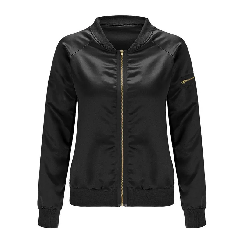 

Nice Spring Autumn Women Thin Jackets Tops Bomber Jacket Long Sleeve Zipper Up Coat Casual Slim Fit Outerwear H8