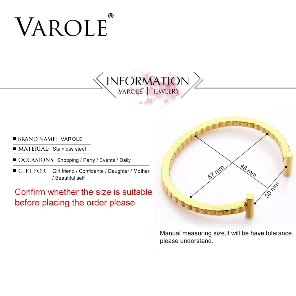VAROLE простые элегантные браслеты манжетного типа Браслеты для Для женщин
