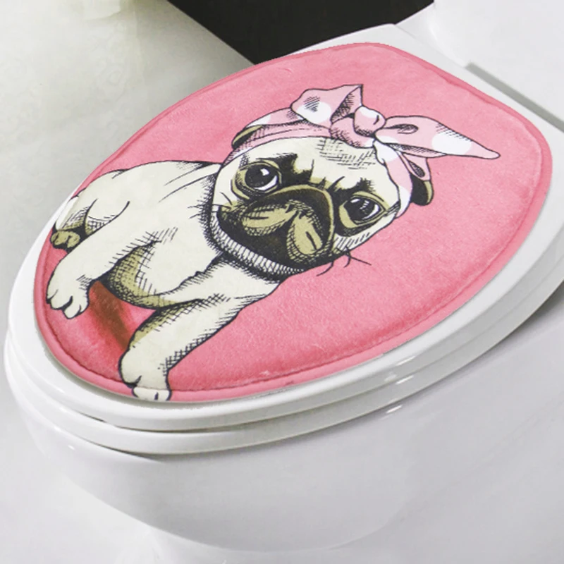 simple cute dog pattern 2 pcs bath mat set toilet carpet suit wc mat u shape non slip bathroom carpet rugs tapete banheiro free global shipping