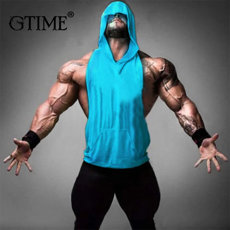 Дропшиппинг Gtime Бодибилдинг Фитнес с капюшоном пустой жилет Модные удобные