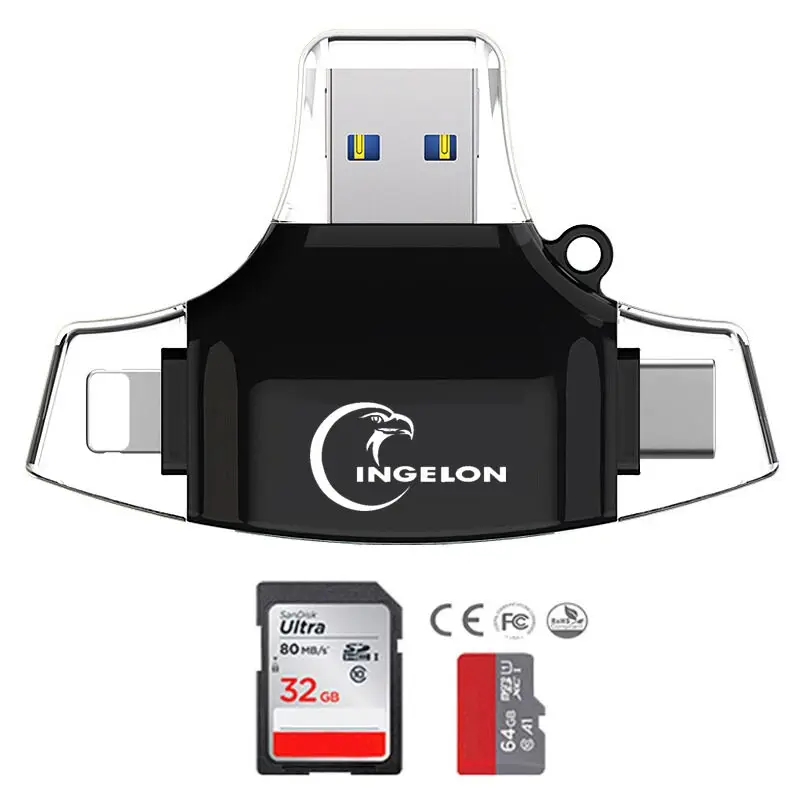 Устройство для чтения смарт карт 3 в 1 Type C micro USB высокоскоростной OTG TF/SD MacBook Android