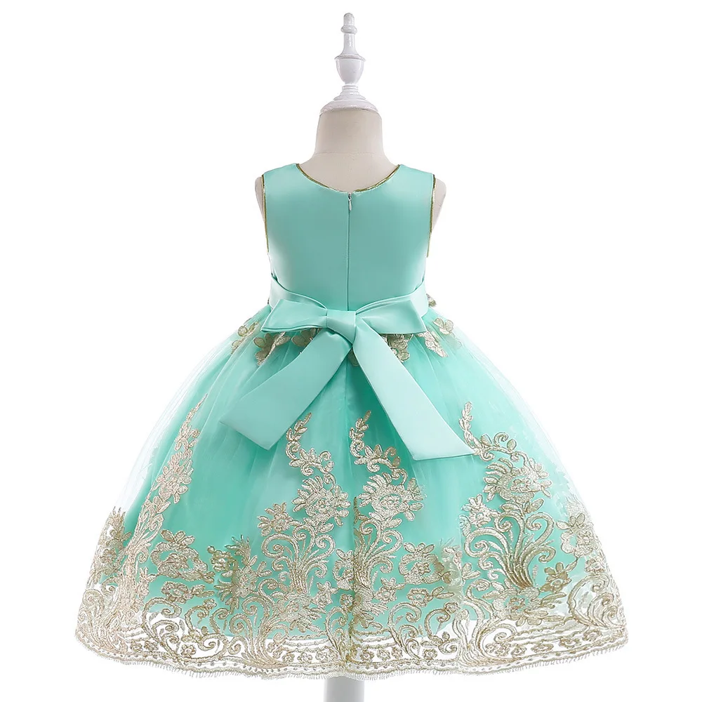 Flower wedding dress dance tutu prom ball gown long dresses baby girl frock girls short sleeve satin flower | Детская одежда и
