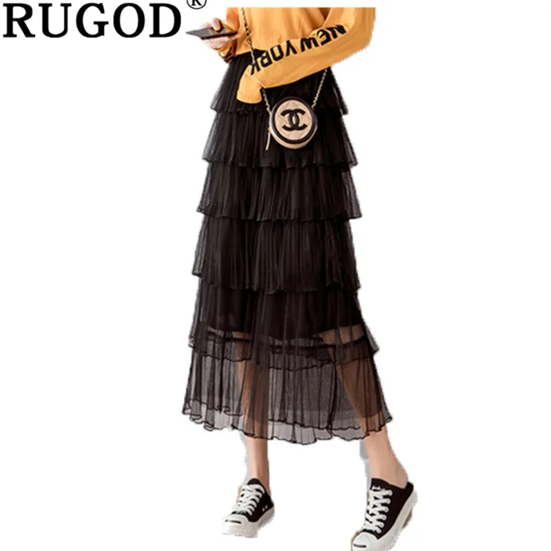 RUGOD модные элегантные летние юбки для женщин повседневные однотонные кружевные