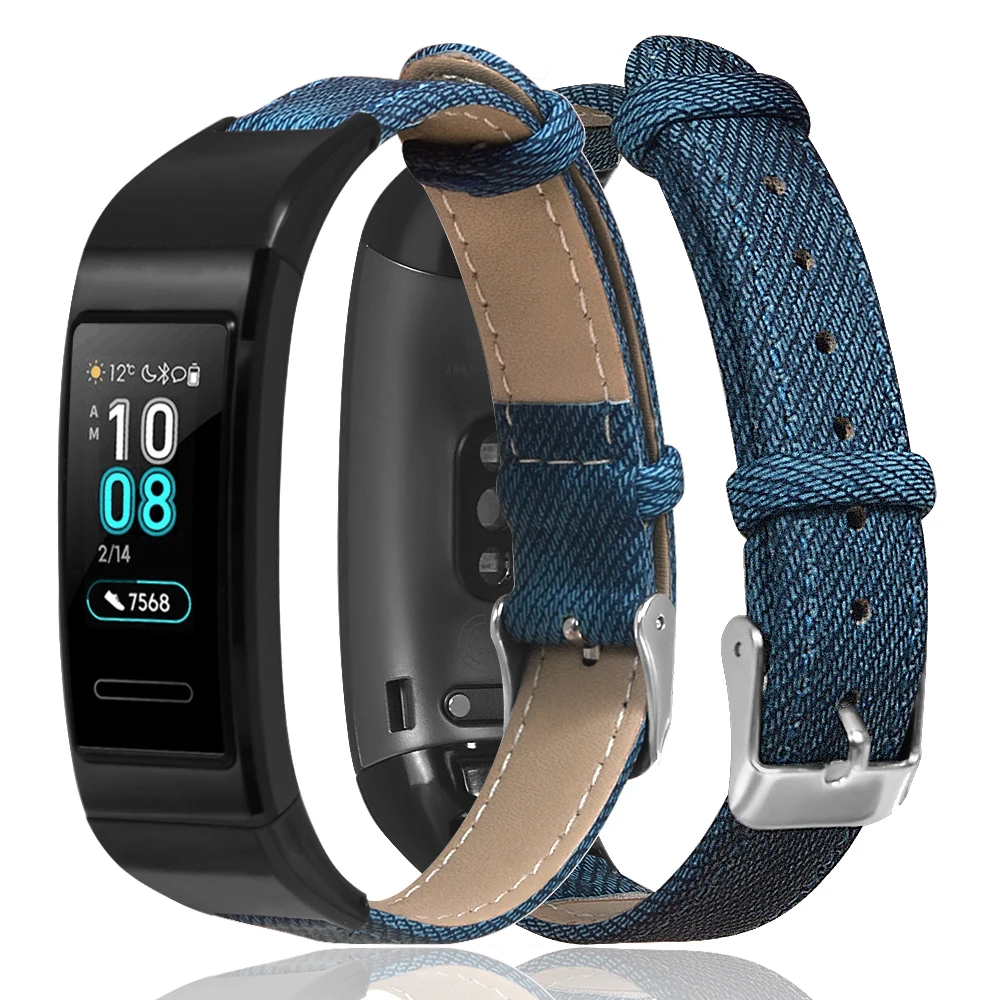 Джинсовый Ретро ремешок для часов huawei Band 3 Pro с 2 пряжками 1 отвертка подарок для band3 3Pro полосы Роскошные умные часы ремни