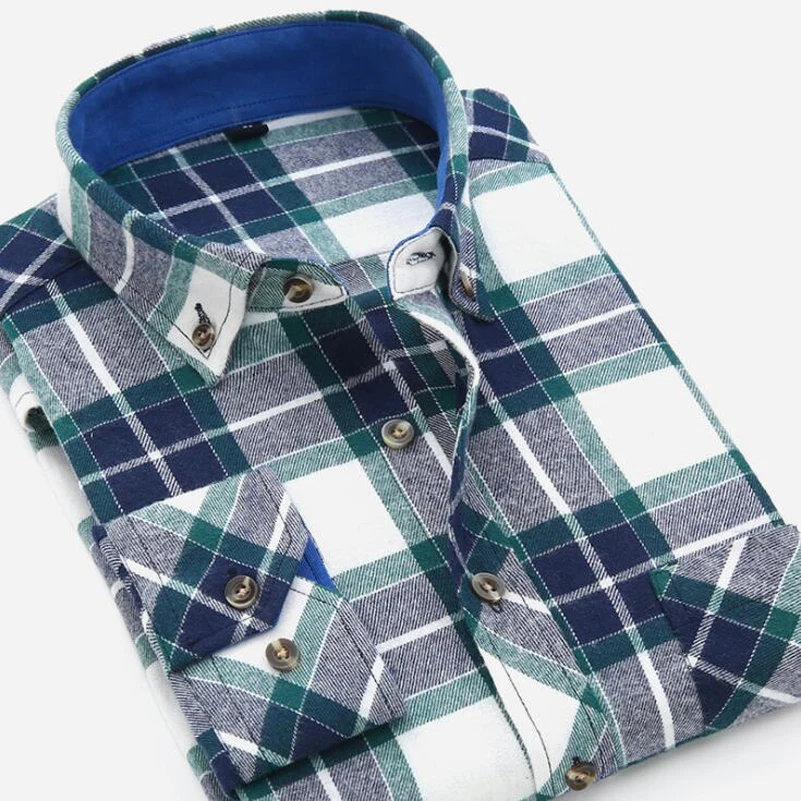 2017 Осенняя мужская рубашка модная клетчатая приталенная одежда с длинным