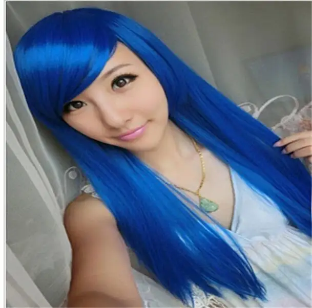 Suyushun3447874 ++ мода мультфильм косплей длинные прямые парики синий |