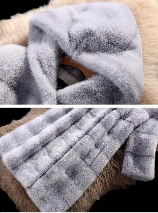 Женское Норковое Пальто с капюшоном Высококачественная теплая зимняя парка