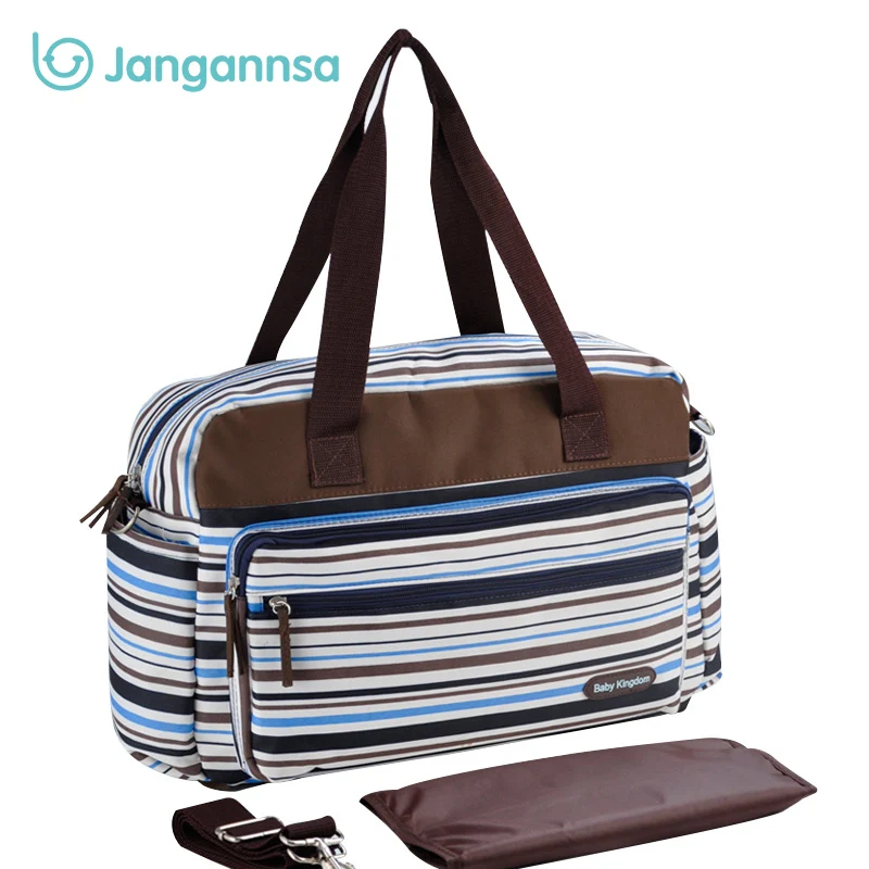 Striped Mummy Bag For Stroller Multifunction Nappy Tote Shoulder Retro Baby Diaper Large Capacity Fashion Handbag | Мать и ребенок