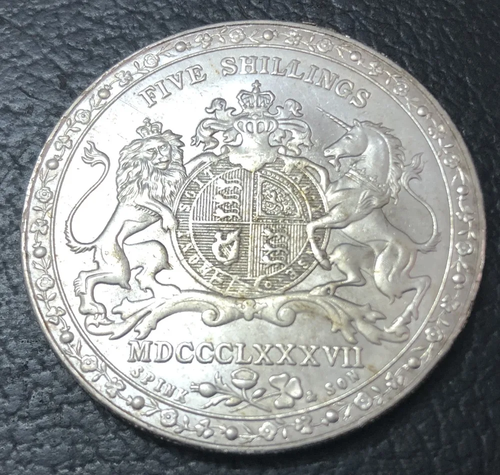 1887 Великобритания 1 Корона-Виктория Спиннер &amp сон узор Посеребренная КОПИЯ