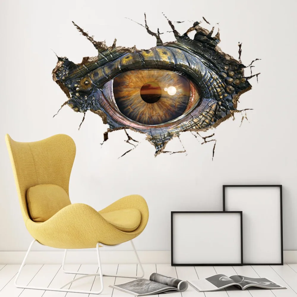 3D Jurassic Dinosaur Eyes Wall Stickers For Kids Rooms Home Decor Cartoon Animal Art Mural Self-adhesive PVC Poster Decals | Дом и сад