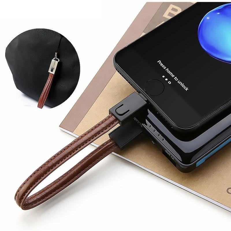 Кожаный кабель для iPhone 5/6/6 s/7/кабель IOS шнур зарядки брелок аксессуар Samsung