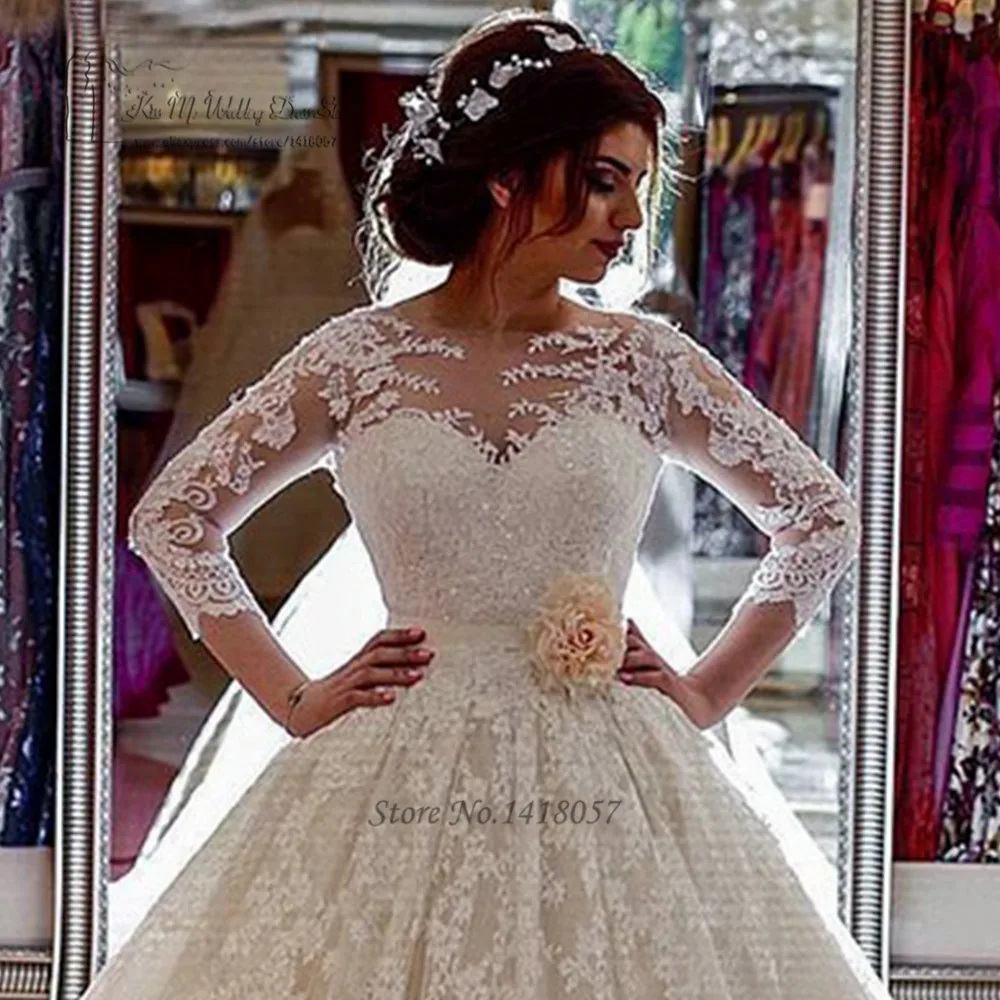 Vestido de Noiva Renda пышные Роскошные турецкие свадебные платья арабское платье невесты