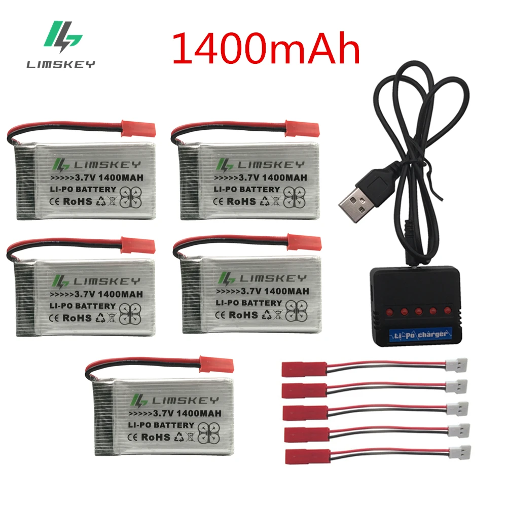 Аккумулятор Limskey 1400 мАч для квадрокоптера H11D H11C H11WH, сверхвысокая емкость 3,7 В 1400 мАч для MJXRC T64 T04 T05 F28 F29 T56 T57