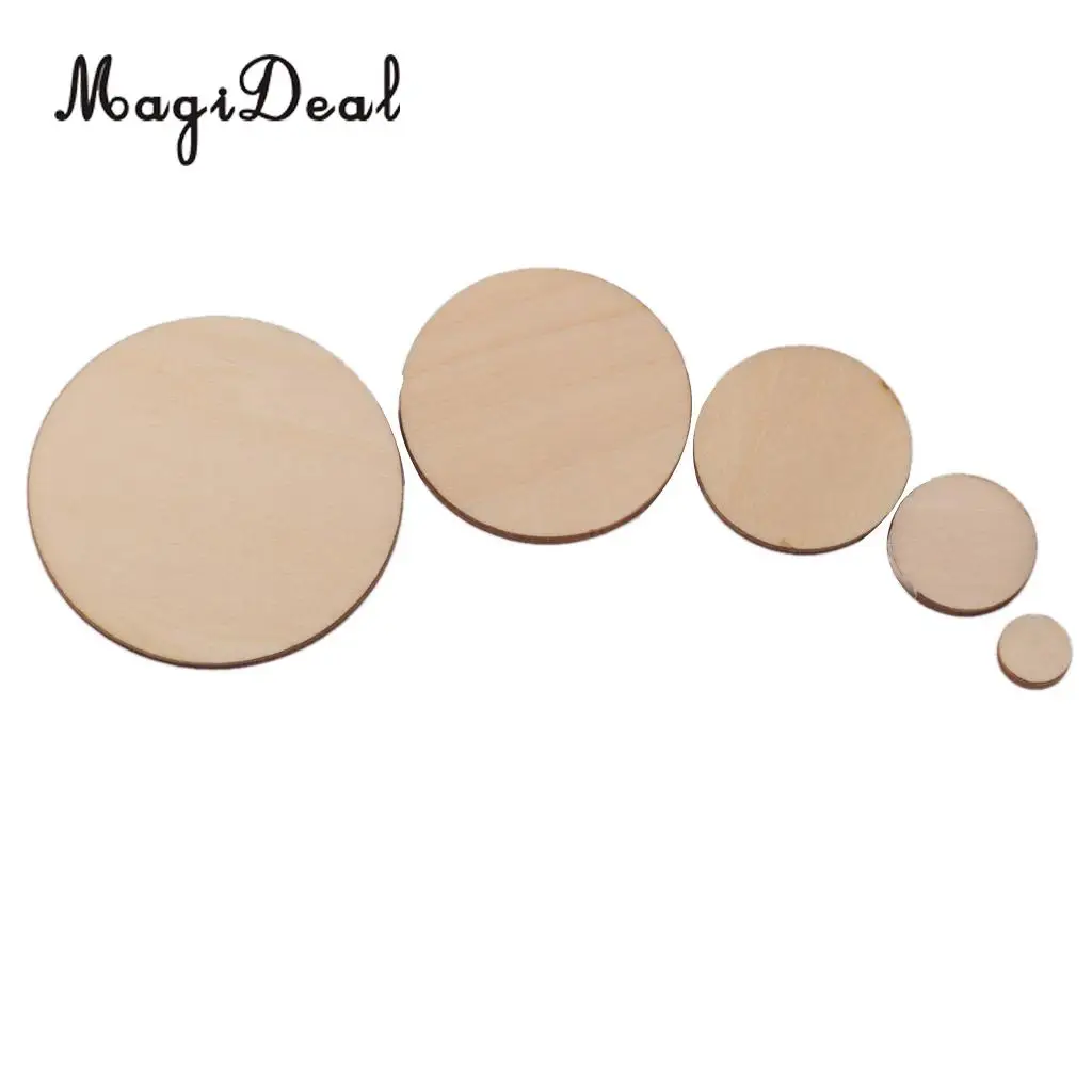 

MagiDeal 3mm Thick DIY Round Wooden Embellishments for Cardmaking Crafts Unfinished 10-50 mm Home Decor Gift Accessories