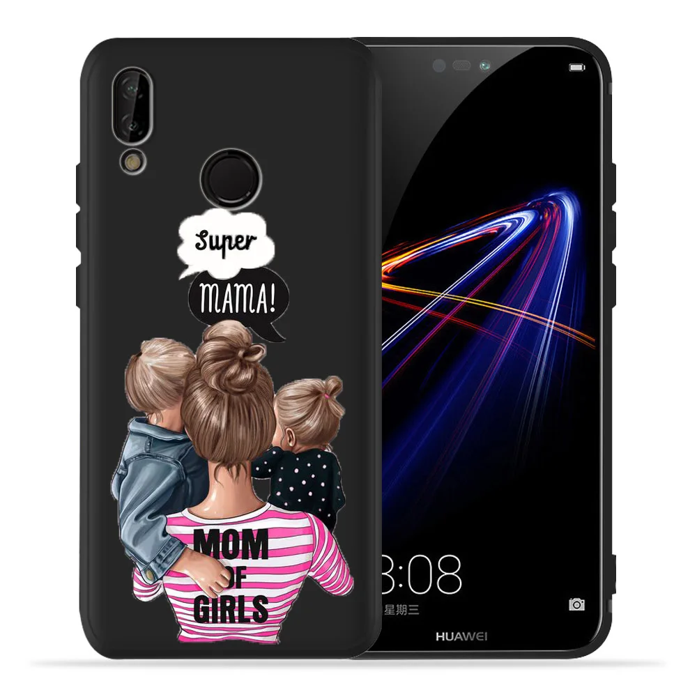 Для Huawei honor 8 lite чехол для телефона мамы и дочки Черный силиконовый из ТПУ 8C 8X 9 Lite 10