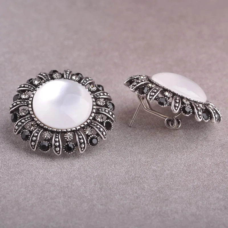 Женский винтажный комплект из кольца и серёг с белым опалом|jewelry world|jewelry sapphirejewelry