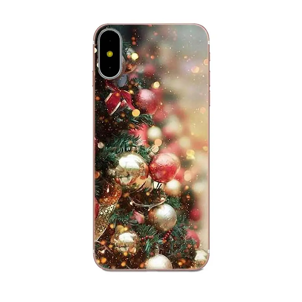 Мягкий ТПУ чехол для телефона наклейка с новогодней елкой Apple iPhone 4 4S 5 5C 5S SE 6 6S 7 8 Plus