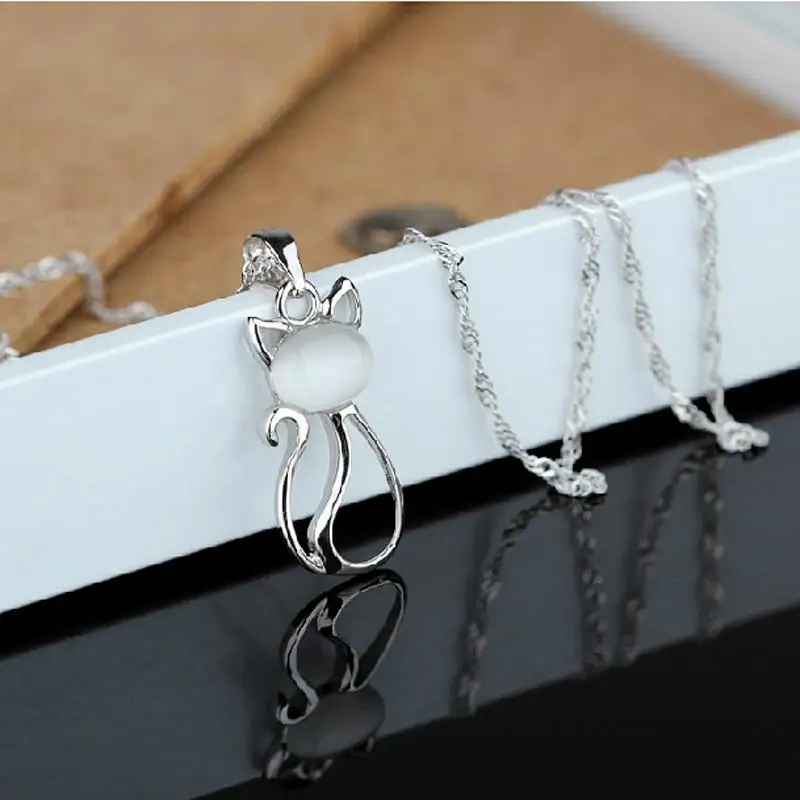 Lovely Vintage Cat's Eyes Crystal 925 Pure Sterling Silver Pendants For Necklace Chain Women New 2015 Korean Fashion Jewelry | Украшения