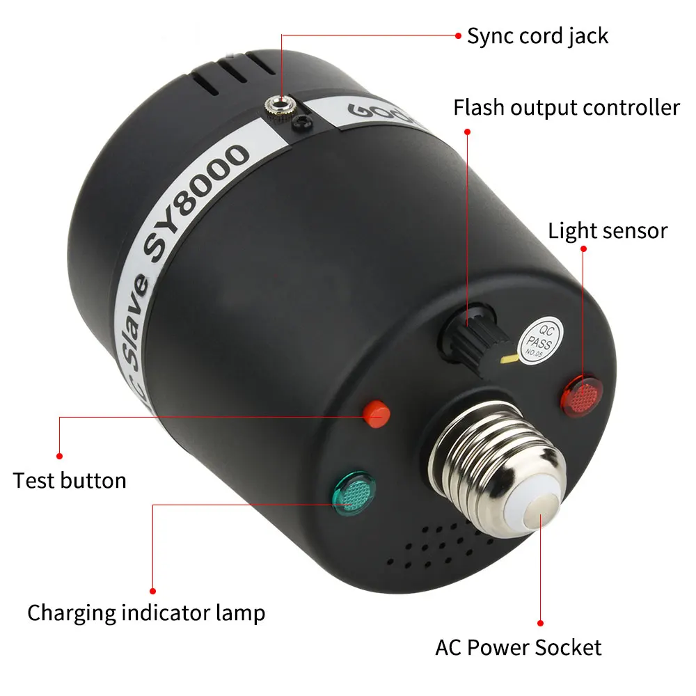 Аксессуары для студийной вспышки Godox AC Power Slave Flash SY8000 с гнездом Синхронизации Mini