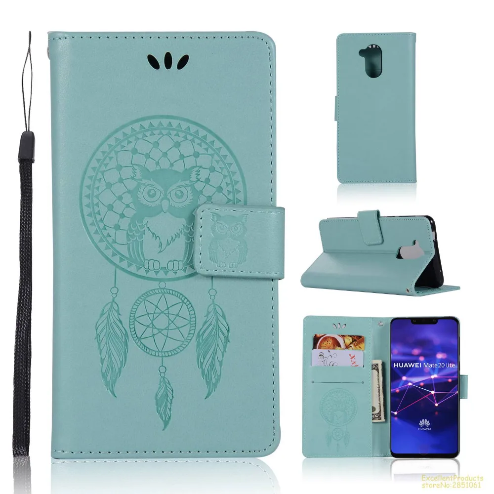 Vintage Retro owl Pattern Flip Stand PU Leather Cell Phone Wallet Case Cover for Huawei Mate 20 Lite Pro phone cases | Мобильные