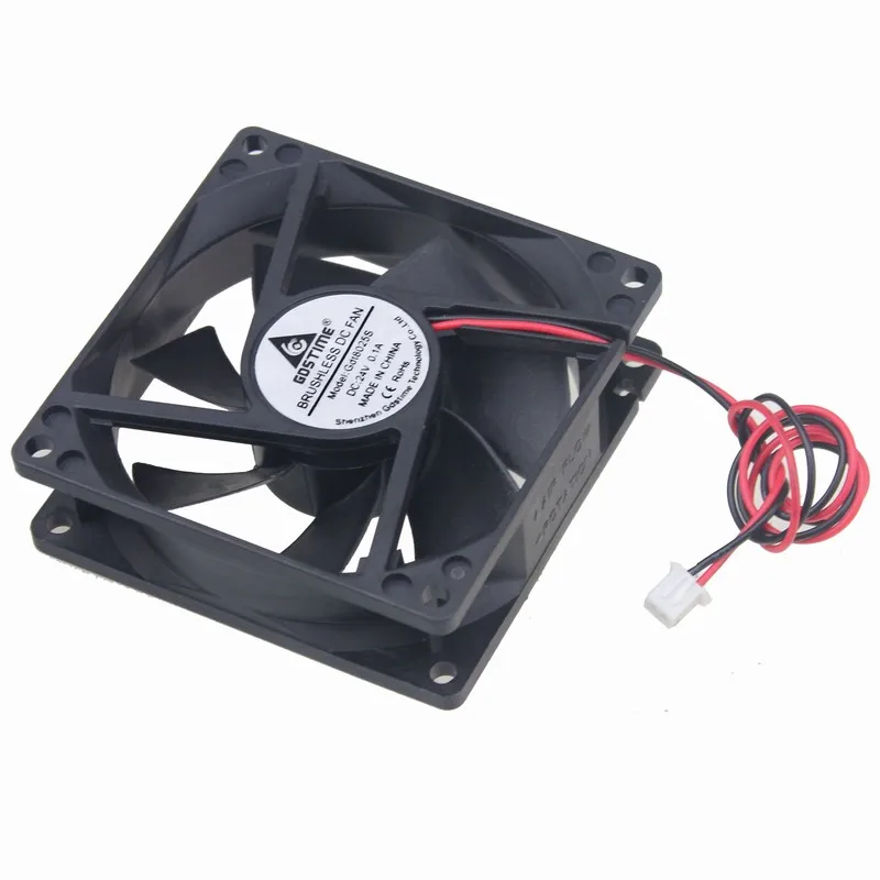 

5 Pcs Gdstime 2 Wire 24V 80mm x 25mm 8cm DC Brushless Cooling Fan 80x80x25mm 8025 PC Computer CPU Motor Cooler 2Pin