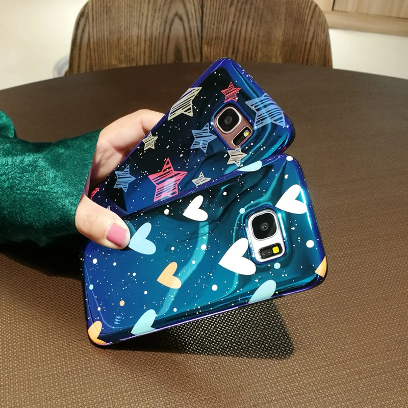 Блеск Зеркало глянцевый синий легкий Чехол для телефона samsung S8 Роскошные Высокое