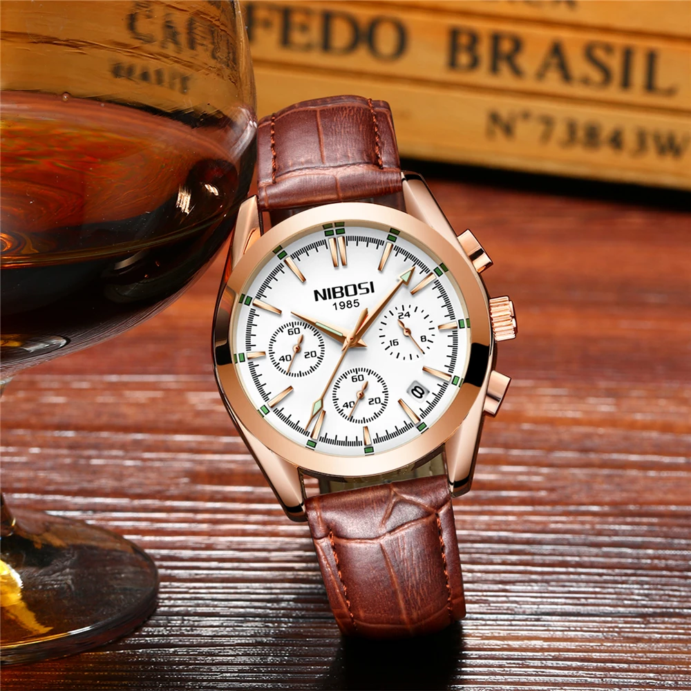 Классические мужские ретро часы бренда NIBOSBI автоматические кварцевые с