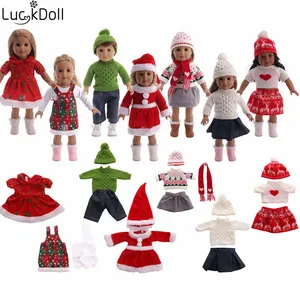 Рождественская кукольная одежда, трикотаж + трусики + обувь для 18-дюймовых американских и 43 см кукол новорожденных нашего поколения