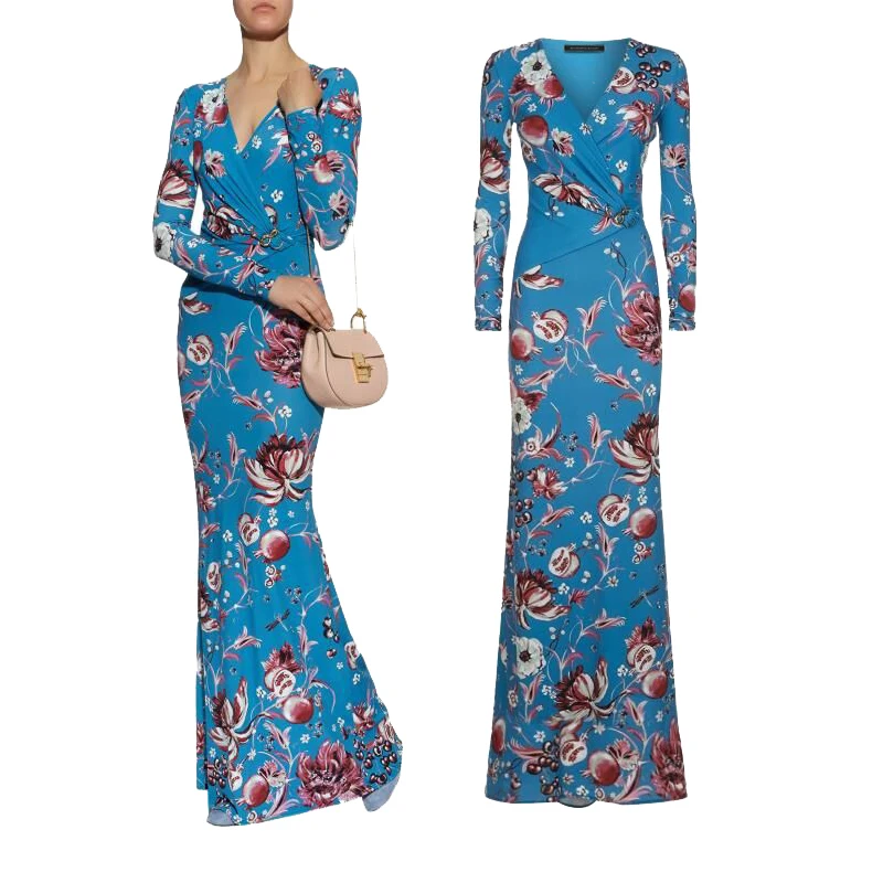 

Suit-dress O Li Pu Qi Lady Ol Joker Banquet V Lead Elastic Force Knitting Self-cultivation Thin Dress