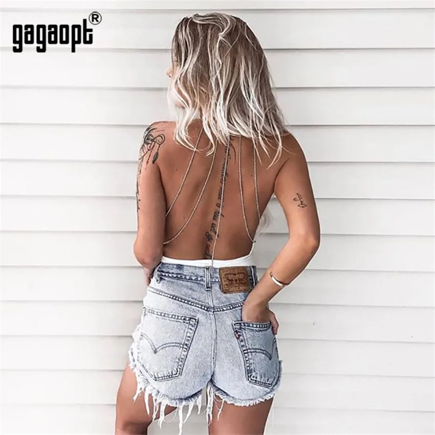 Женский боди с открытой спинкой Gagaopt вечернее цепочками 2018|bodysuits fashion|bodysuit sexyfashion